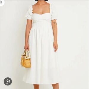 OPT Astor Linen White Midi Dress
